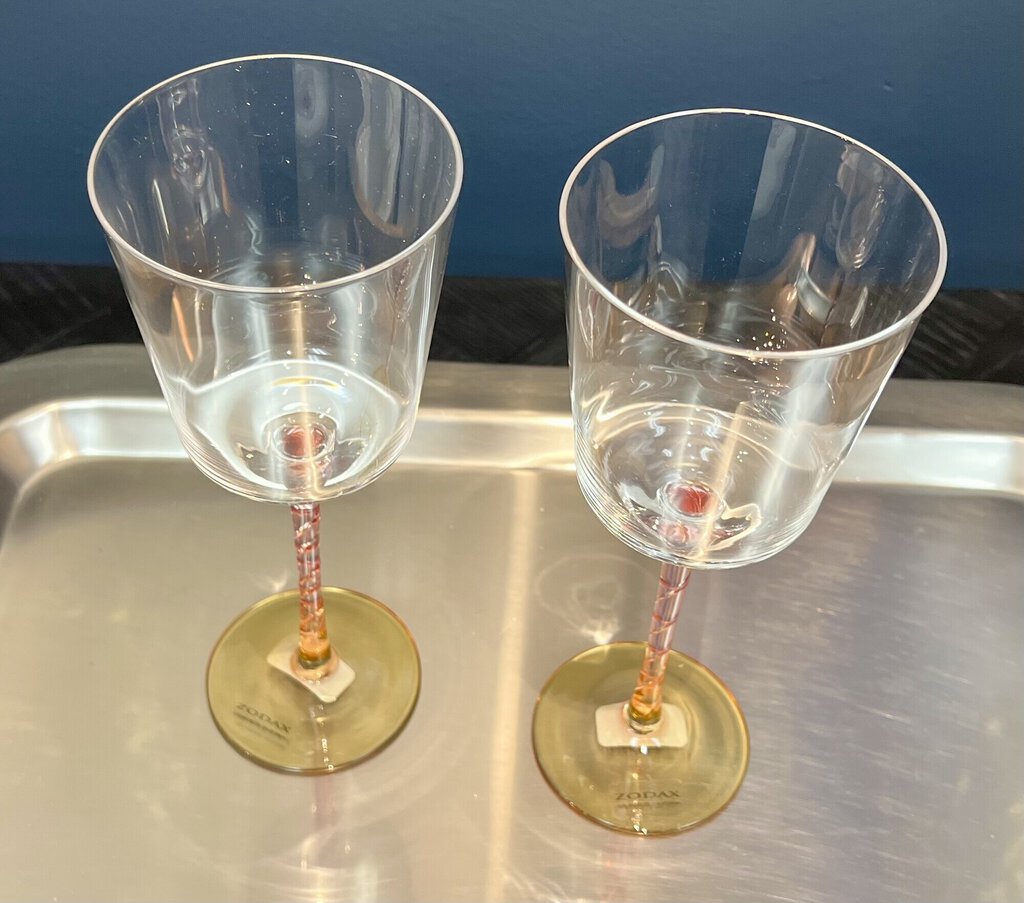 Amber And Pink Wine Glasses, Set Of 2
