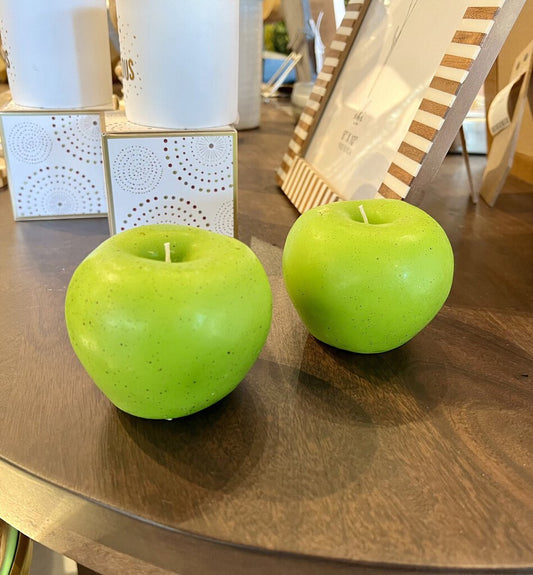 Green Apple Wood Box, 2 Candles