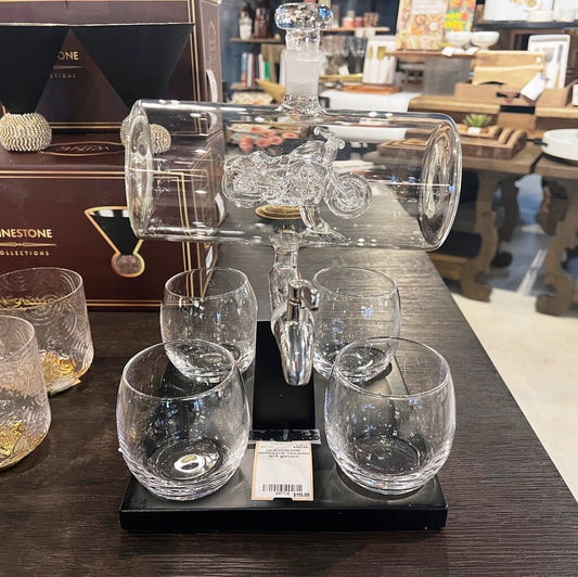 Motorcycle Decanter with 4 Glasses - Wine Savant