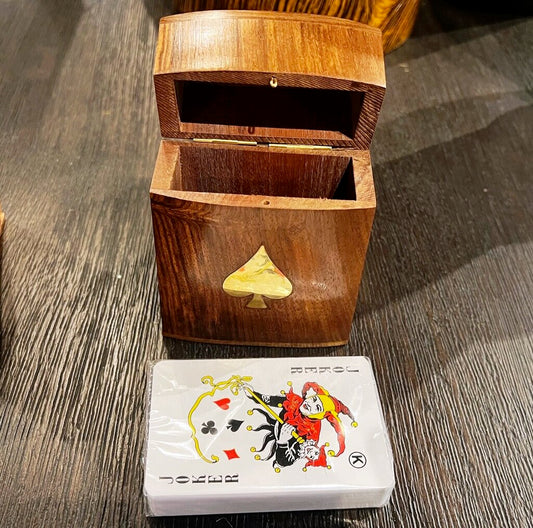 Wood Crafted Playing Card Set in Wooden Box
