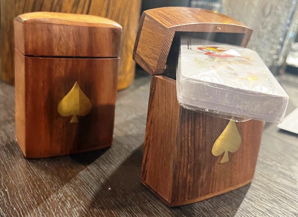 Wood Crafted Playing Card Set in Wooden Box
