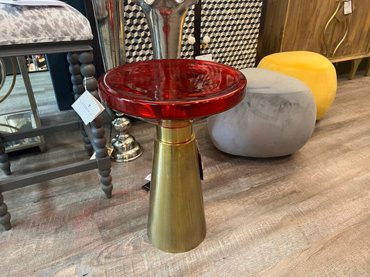 Cast Red Glass Side Table