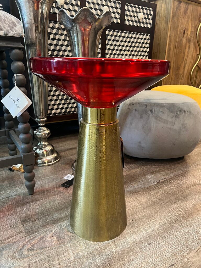 Cast Red Glass Side Table