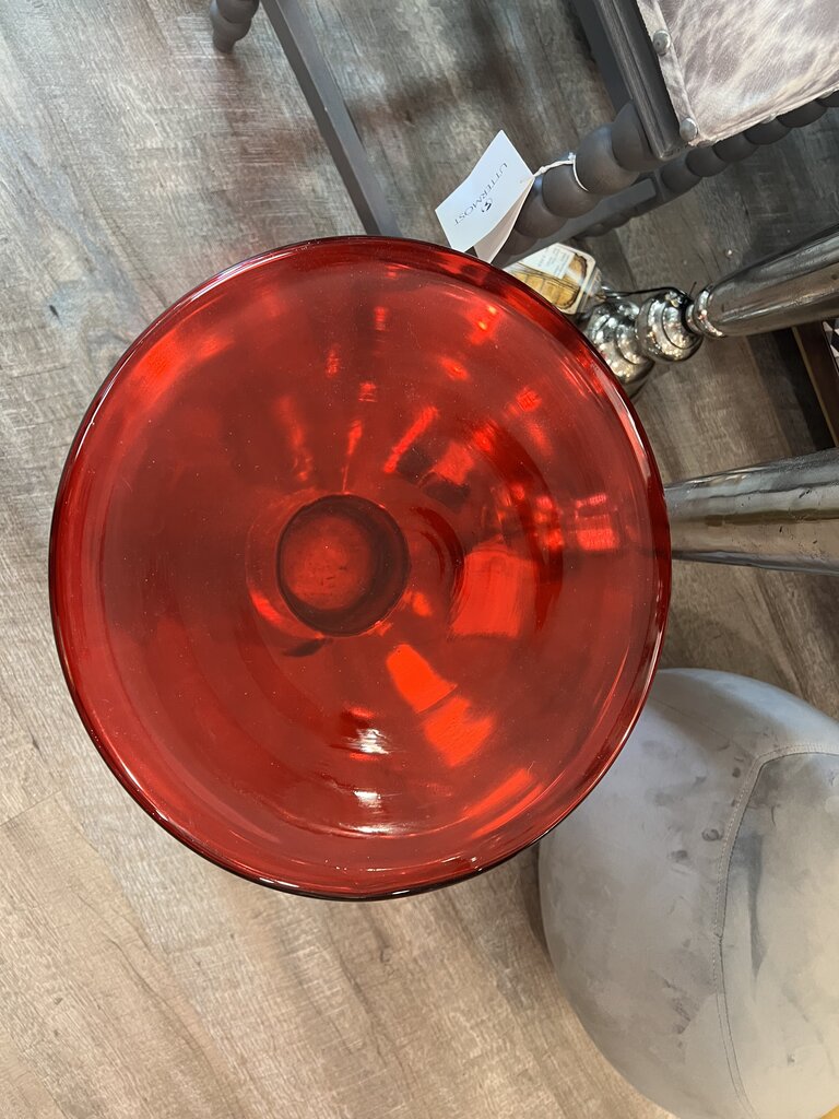 Cast Red Glass Side Table