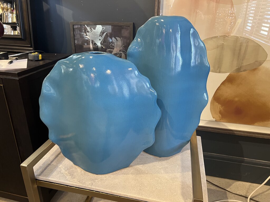 Ruffled Feathers Blue Vases - Set of 2