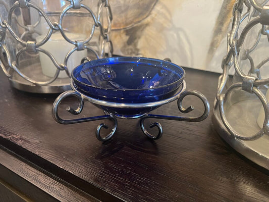 Blue Tea Light Holder or Candy Dish