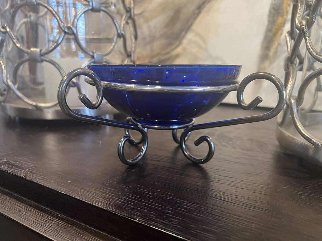 Blue Tea Light Holder or Candy Dish