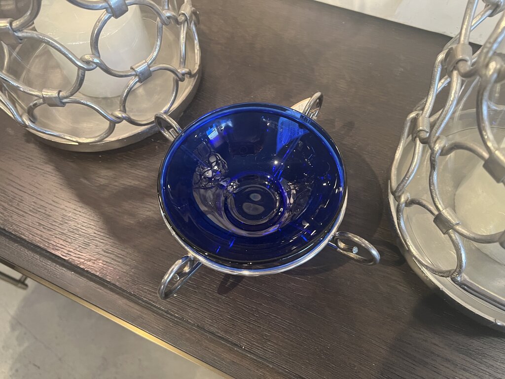 Blue Tea Light Holder or Candy Dish