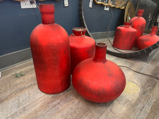 Red Glass Bottle Vases