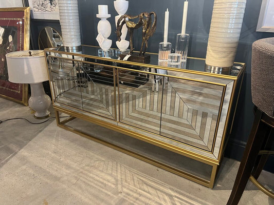 4 Door Mirrored Credenza