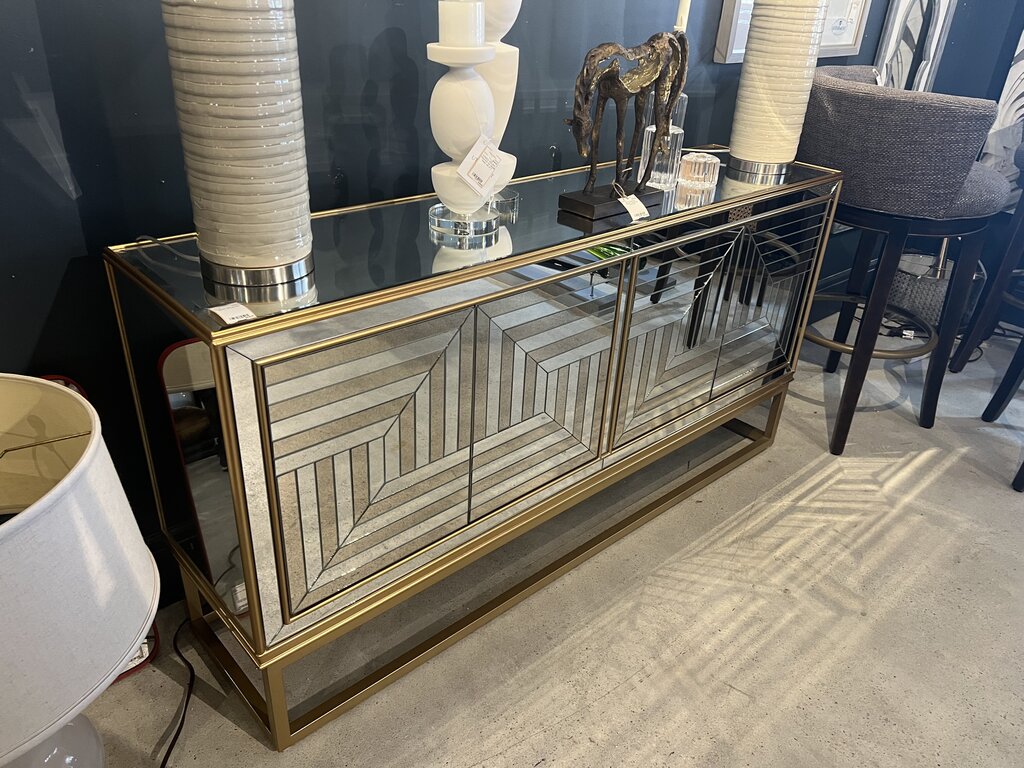 4 Door Mirrored Credenza
