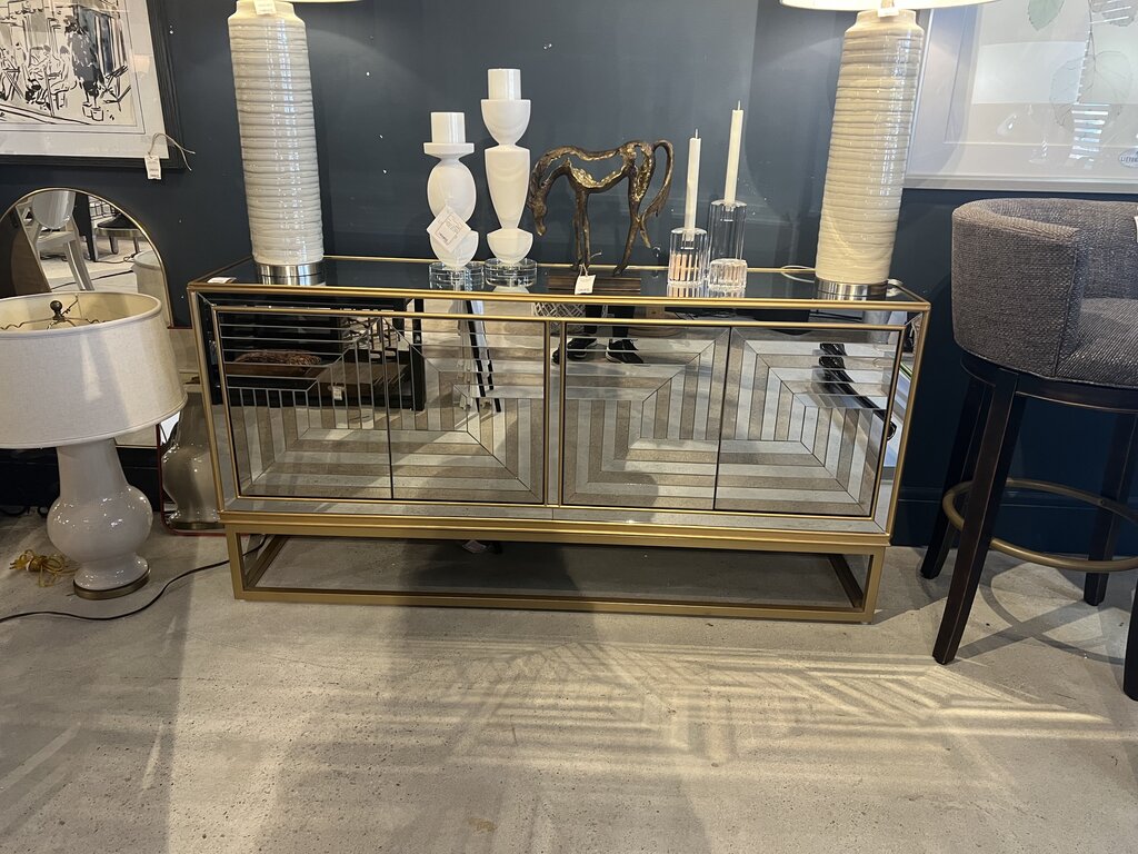 4 Door Mirrored Credenza