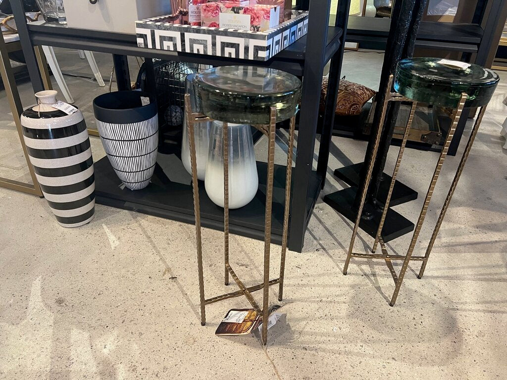 Glass Disk Top Drink Table