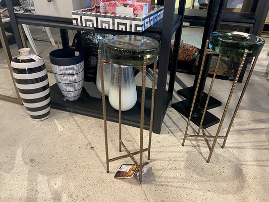 Glass Disk Top Drink Table
